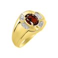 thumbnail image 4 of RYLOS 14K Yellow Gold Ring 8X6MM Oval Gemstone & Diamond Unisex Rings Garnet January Birthstone Ring Size 9, 4 of 7
