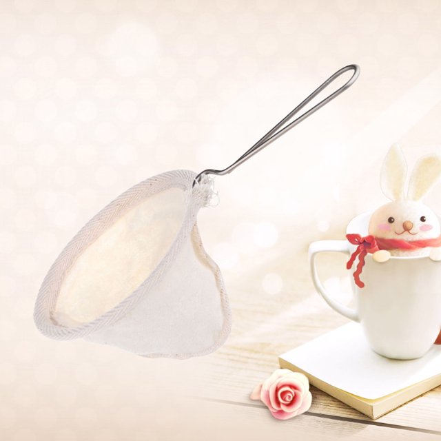 UPGRATOR Reusable White Coffee Filter with Flannel Cloth and Stainless Steel Handle for Daily Use