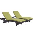 thumbnail image 1 of Modway Convene Outdoor Patio Furniture ChaiseSet of 2 in Espresso Peridot, 1 of 5