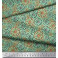 thumbnail image 3 of Soimoi Green Modal Satin Fabric Wheel Ethnic Decor Fabric Printed Yard 42 Inch Wide, 3 of 3