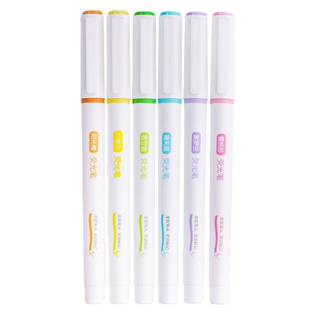 6 Pack Fluorescent Pen Set, Macaron Color Series, Student Creative Colored Markers, Key Marking Pens, Smooth Pens for Writing, Note-Taking, College Supplies for Everyday Writing Activities