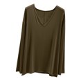 thumbnail image 1 of MeetoTime V Neck Long Sleeve Shirts for Women Comfortable Loose Tops Solid Color Lounge Tops Pullover, 1 of 7