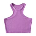thumbnail image 1 of AherBiu Workout Tops for Women Racerback Sleeveless Cropped Ribbed Tank Top Crewneck Slim Yoga Cami Shirt, 1 of 3