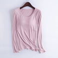 thumbnail image 2 of AherBiu Hauts de Pyjama pour Femmes avec Soutien-Gorge Intégré Chandails Doux à Manches Longues Col Ras du Cou Automne Haut de Pyjama Confortable Vêtements de Nuit, 2 of 7