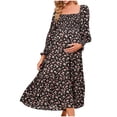 thumbnail image 2 of PEZHADA Mode d'Automne pour Femmes,Vêtements de Maternité pour Femmes,Robe Longue Décontractée et Aguichant pour Femmes Enceintes avec Petite Impression Florale en Mousseline à Col et Manches Longues, 2 of 5