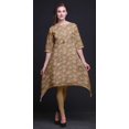 thumbnail image 4 of Bimba Kurti Asymétrique Imprimée Florale Brun Gerbera et Anémone pour Femmes Robe d'Été Indienne Tunique Grande, 4 of 6