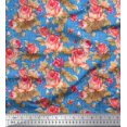 thumbnail image 1 of Soimoi polyester Crepe Fabric Check,Leaves & Rose Floral Print Fabric by Yard 52 Inch Wide, 1 of 3