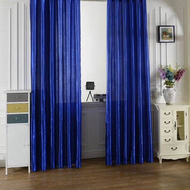 New Rod Pocket Top Solid Color Satin Curtain Curtains for Panel Window Curtains