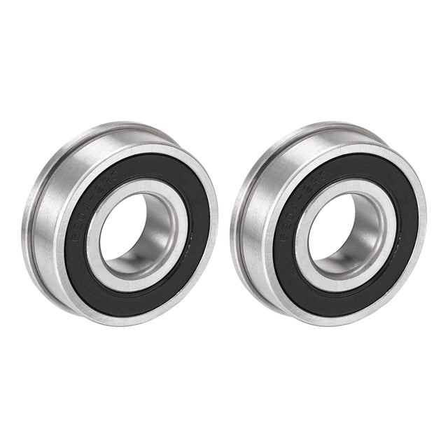 Unique Bargains F6204-2RS 20x47x14mm Roulements à Billes à Bride en Acier Chromé à Double Étanchéité, Lot de 2