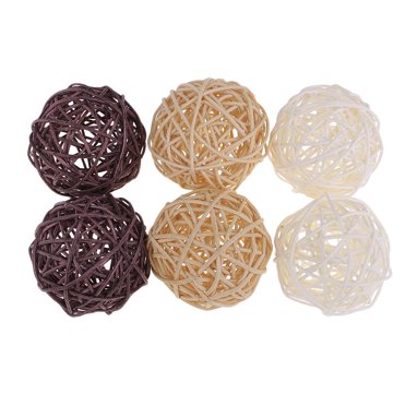 Ornements de Décoration de Boule de Rotin Faits à la Main pour la Cérémonie de Mariage, Ornement de Table de Mariage, Fête de Douche Nuptiale - 6pcs, 7cm 6pcs 7cm