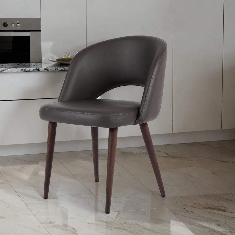 Plata Décor Import Inc.fauteuil d'appoint moderne en PU gris avec structure métallique imitation bois de noyer noir – Un siège élégant pour le salon, la chambre, le coin détente et l'espace de travail