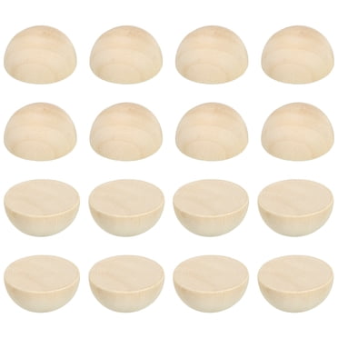 Unique Bargains Perles Demi-Bois de 25 mm, Lot de 100 Perles en Bois Naturelles Non Finies Boules Rondes Fendues pour Artisanat