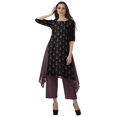 thumbnail image 2 of Moomaya Ensemble Kurti Kurta Pantalon pour Femmes Col Bateau Imprimé Robe 2 Pcs Tenue Ethnique, 2 of 6