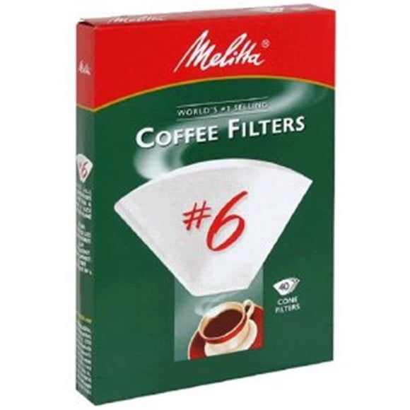 Melitta Filtres à Café Coniques Blancs No.6 (40 Unités)