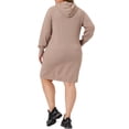 thumbnail image 3 of GRACE & GRANDEUR Women's Plus Size Rib Knit Pullover Sweater Long Sleeve Hooded Bodycon Dress Camel 1X, 3 of 5