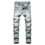 Ketyyh-chn99 Slim Fit homme Stretch Ripped Skinny Jeans Hommes SlimFit droit tube pantalons rétro Street Jeans Pantalons Taille pour 30,Bleu clair