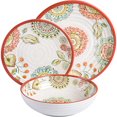thumbnail image 4 of Laurie Gates Brick Floral 12 Piece Melamine Dinnerware Set, White, 4 of 5