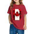 thumbnail image 2 of uublik T-shirt Garçon Feuille d'Érable Canadienne Manches Courtes Hauts Enfants Été T-Shirts Col Rond T-Shirts Mode 3-10 Ans, Rouge, 2 of 6