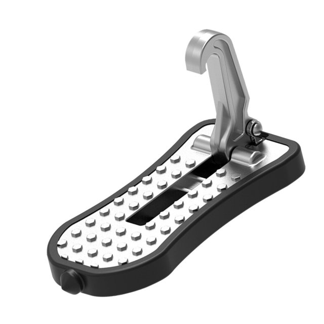 Car Doorstep Aluminum Alloy Auto Latch Door Step; Car Hook Roof Rack Step; Foot Pedal Foldable Vehicle Roof Rack Step, Silver