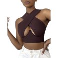 thumbnail image 2 of Honganda Débardeurs Croisés pour Femmes, Crop Top Sans Manches Couleur Unie, 2 of 9