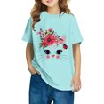 thumbnail image 1 of Rbaofujie T-Shirts pour Fille à Manches Courtes, Jolis T-Shirts Graphiques à Col Rond, Imprimé de Chat de Dessin Animé, Hauts d'Été, 1 of 4