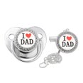 thumbnail image 2 of XZNGL Baby Pacifier I Love Dad Initial Clip Silicone Infant Nipple Bling Newborn Pacifier, 2 of 9