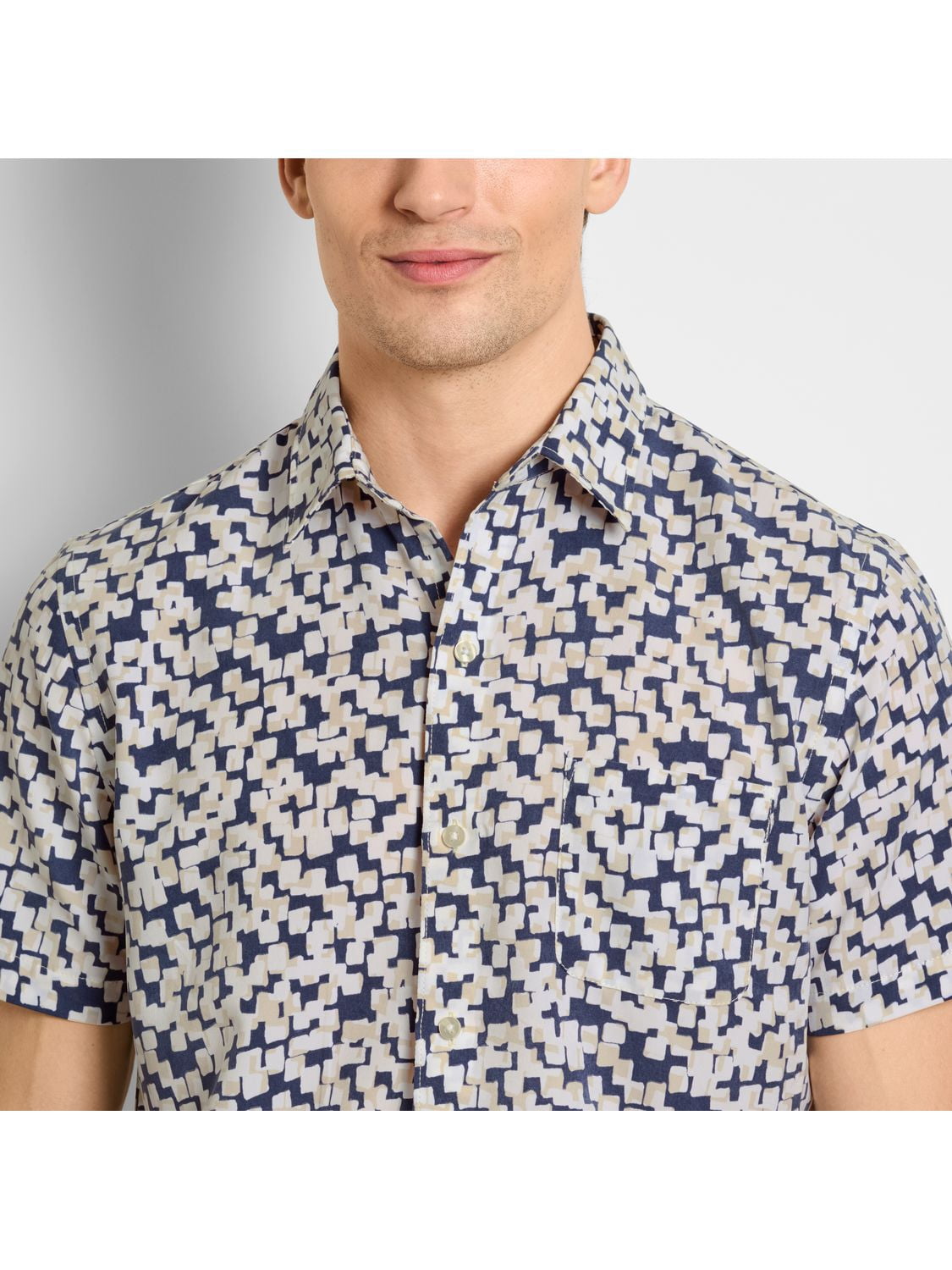 SS SHADOW PRINT CAMP SHIRT