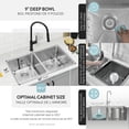 thumbnail image 4 of Azuni Dual Mount 32" Stainless Steel Double Bowl Kitchen Sink with 5 Accessories C233, 4 of 11