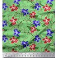 thumbnail image 1 of Soimoi Silk Fabric Leaves & Azalea Floral Print Sewing Fabric Yard 42 Inch Wide, 1 of 3
