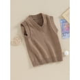 thumbnail image 3 of FOCUSNORM Toddler Sweater Vest Lightweight Sleeveless V Neck Solid Color Pullover Knitted Tank Tops, 3 of 9
