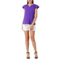 thumbnail image 2 of INSPIRE CHIC Women's Solid V Neck Cap Short Sleeves Work Blouse, 2 of 6