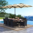 thumbnail image 2 of Costway Ensemble de Salle à Manger en Osier pour Patio 11 Pcs avec Parasol Extérieur Double Face 8 Chaises Empilables, 2 of 9