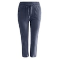 thumbnail image 3 of Plus Size Solid Straight Leg Pants for Women High Waist Comfortable Elastic Drawstring Casual Trousers, 3 of 5