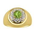 thumbnail image 1 of RYLOS Men's Rings Yellow Gold Plated Silver Designer Gypsy 7MM Round Gemstone & Diamond Ring Peridot August  Size 13, 1 of 6