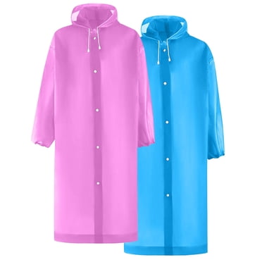 Lot de 2 Imperméables Ponchos Portatifs, Cameland Manteau de Pluie Imperméable en EVA Réutilisable pour Hommes et Femmes, Manteaux de Pluie Durables Poncho de Pluie à Manches Longues pour Activités de Plein Air