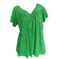 thumbnail image 1 of Pompotops Grande Taille pour Femme Manches Courtes V-Cou Imprimé Pull Tops Chemise, 1 of 6
