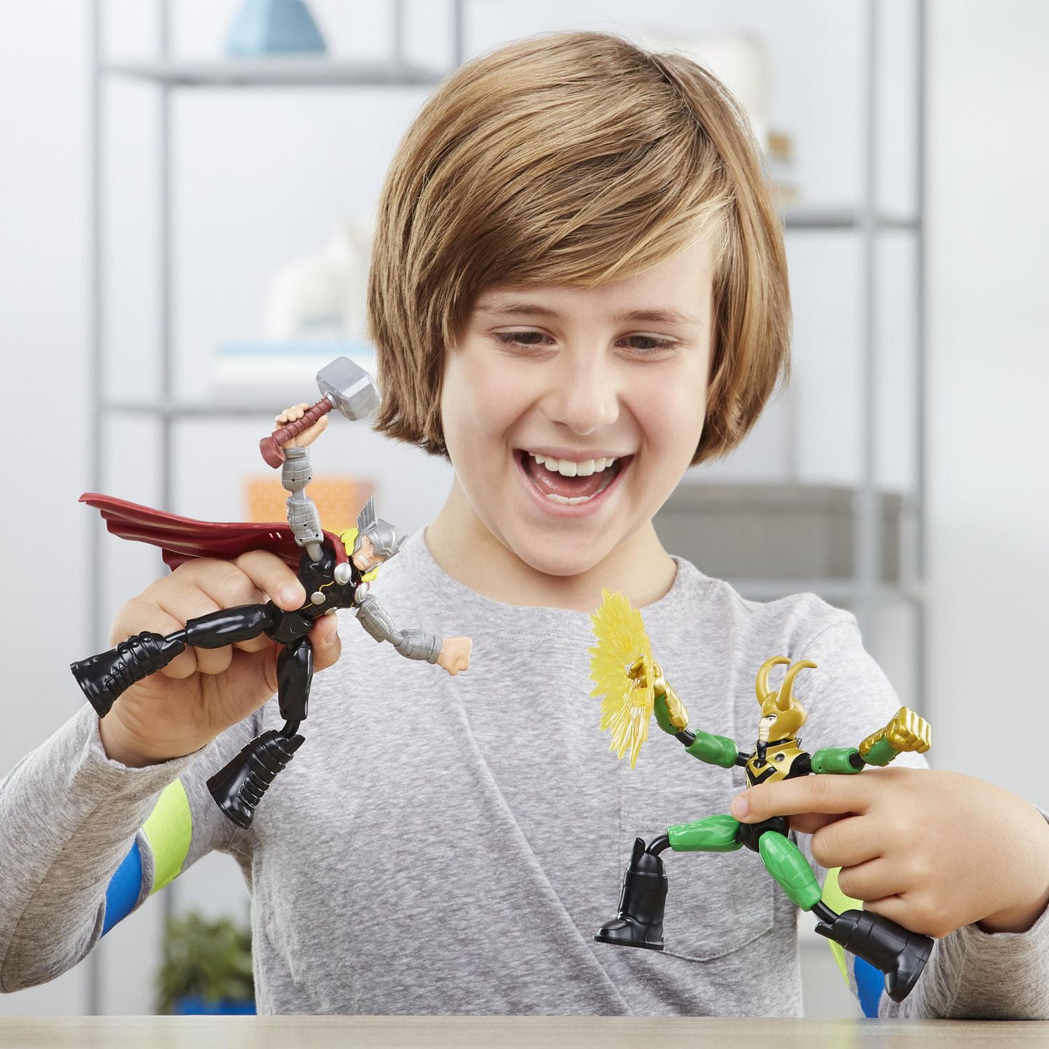 Marvel Avengers Bend and Flex, figurines flexibles Thor Vs. Loki de 15 cm, inclut 2 accessoires, à partir de 4 ans