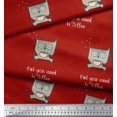 thumbnail image 3 of Soimoi Red Georgette Viscose Fabric Text & Owl Cartoon Print Sewing Fabric Yard 42 Inch Wide, 3 of 3