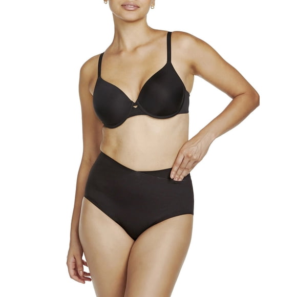 Naomi & Nicole Real Smooth Wrap Shaping Brief - 7524 (Black, L)