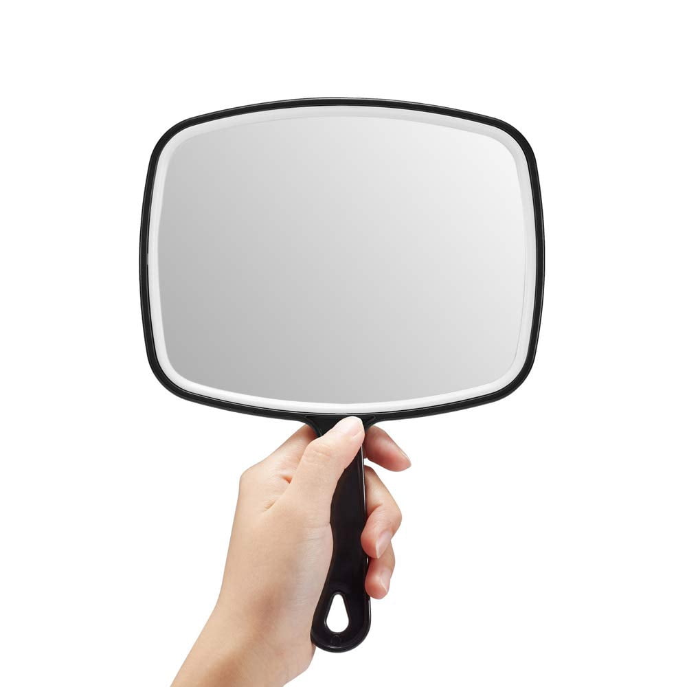 Miroir à Main, Miroir Portatif Noir avec Poignée, 9 Pouces L X 12,4 Pouces H