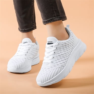 CAICJ98 Espadrilles de Mode pour Femmes, Chaussures Plates à Enfiler pour Femmes, Mocassins en Tricot Confortables, Espadrilles de Marche Légères pour Infirmières, Blanc