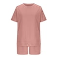 thumbnail image 3 of AherBiu Womens Short Sweatsuits Short Sleeve Side Slit Pullover Tops with Sweatshorts 2 Piece Summer Workout Sets, 3 of 6