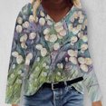 thumbnail image 2 of IROINID Chemises à Manches Longues Col en V pour Femmes Grande Taille Décontracté Ample Imprimé Blouse, Vert, 2 of 5