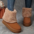 thumbnail image 2 of Bottes de Neige Mi-Mollet à Revers Duveteux pour Femmes 2025 Mode en Suède Bout Rond Plateforme Plates Talon Bas Bottines Courtes d'Hiver, 2 of 6