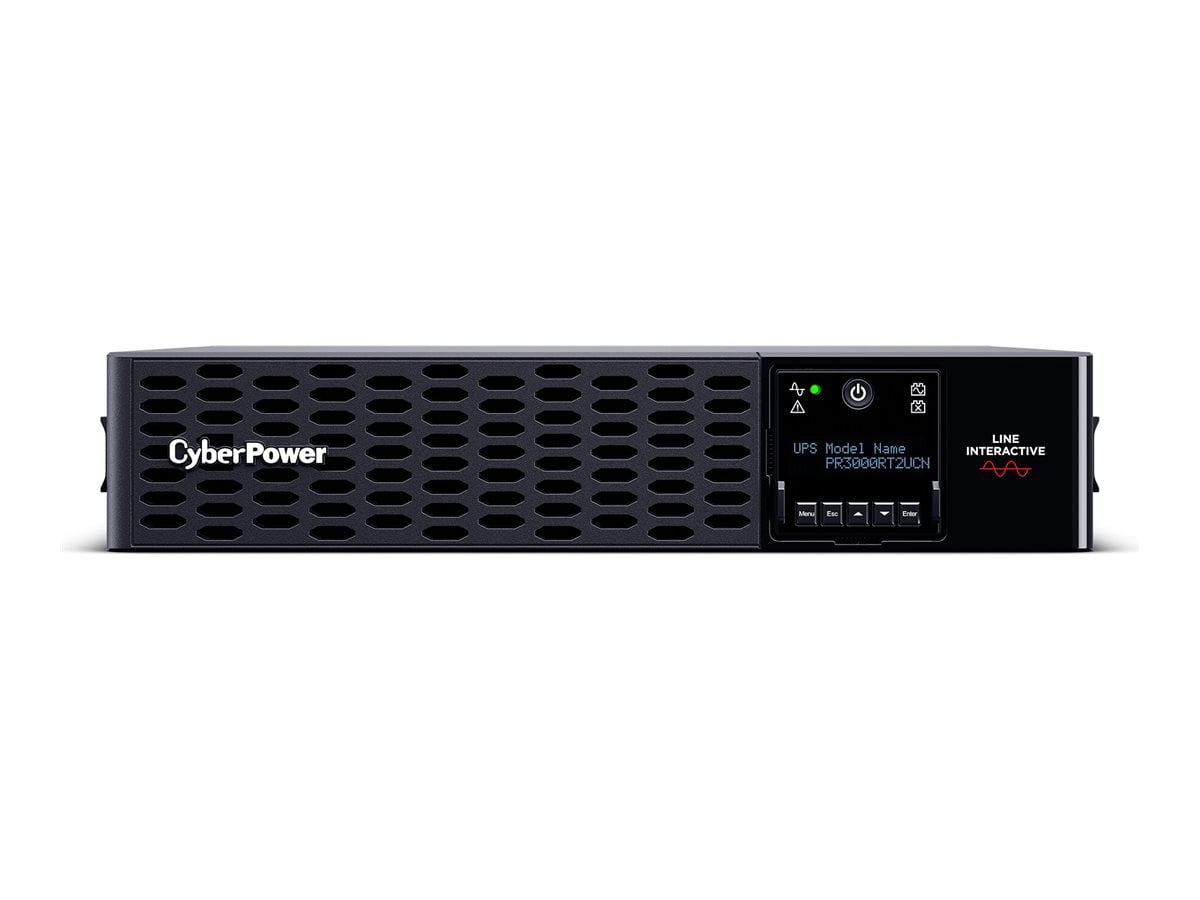 CyberPower Smart App Sinewave PR3000RT2UCN - UPS (Montable sur Rack / Externe) - CA 100-120 V - 3000 Watts - 3000 VA - 9 Ah - Ethernet, RS-232, USB - Connecteurs de Sortie : 9 - 2U - Noir