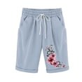 thumbnail image 2 of LOVZFMLL Women's Elastic Waist Printing Drawstring Shorts Light Blue L, 2 of 3