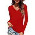 thumbnail image 1 of Bellella Women Basic Tops Baggy Solid Color Tee Sport Pullover Red XL, 1 of 3