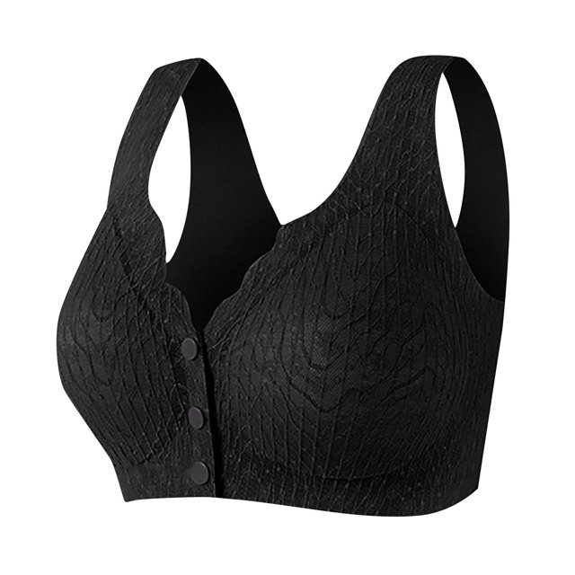Yuzhih Womens Front Closure Everyday Bras Comfortable Wireless Bralettes V Neck Seamless Bra Wire Free Basic Bras
