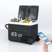 TABU 63QT(60L) Electric Cooler,12V Portable Car Refrigerator with Dual Zone,Independent Temperature Control,Black