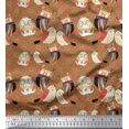 thumbnail image 1 of Soimoi Polyester Crepe Fabric Floral & Owl Cartoon Print Fabric by Yard 52 Inch Wide, 1 of 3
